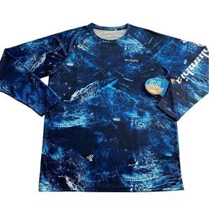 COLUMBIA PFG Mens Large Super Terminal Tackle Long Sleeve Shirt - Blue Multi